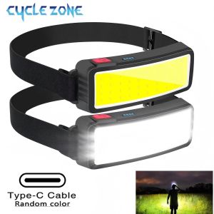 COB Portable Headlight Rechargeable LED Headlamp Flashlight 180° Floodlight 3 Modes Hiking Camping Lamp Fishing Climbing Lantern