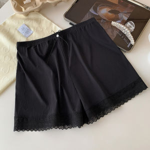 MiiOW | กางเกงขาสั้นผ้าไหมน้ำแข็งสำหรับใส่กลางแจ้งสำหรับผู้หญิง กางเกงขายาวป้องกันแสงแดด ขอบไม่หด กางเกงขาสั้นผ้าลูกไม้หลวมๆ สำหรับใส่กลางแจ้ง