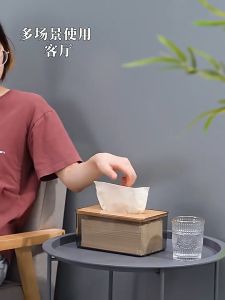 KOTAK PENGANGGUN TISSUE TRANSPAREN Transparent Tissue Holder Box Toilet Paper Roll Tissue Box Holder Container Tissue Storage Box Wood Cover Sanitary Box Tisu