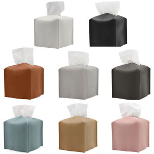Modern PU Leather Square Tissue Box Cover Holder-Decorative Holder/Organizer for Bathroom Vanity Countertop Night StandsOffice