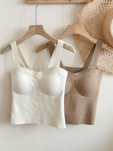 Silk Cashmere Heattech Vest Womens Chest Pad Wear-Free Bra Inner Wear Outer Wear Seamless Self-Heating Base Fall and Winter