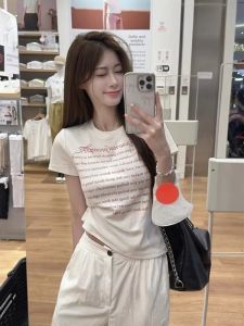 SUSHOUWANGE | Slimming Letter Print T-Shirt 2026 New Summer