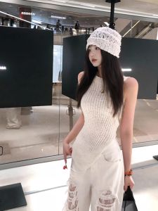 Áo len nữ BINKAFENNY dệt kim không tay cổ tròn