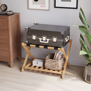 High-End Bedroom Luggage Rack Foldable Storage Shelf Nan Bamboo Hotel Guest Room Suitcase Placement Shelf Home Use Dormitory