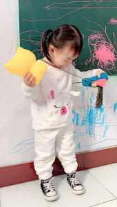 Áo Len Nhung Thêu Thời Trang Cho Bé Gái Bộ Đồ Hai Mảnh Mặc Nhà Mùa Đông Áo Len Nhung Dài Tay Quần Dài Cho Bé Gái Từ 1-12 Tuổi