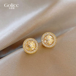 Golden Eight-pointed Star Zircon Earrings New 2025 Elegant Unique Beautiful Womens Fashion Jewelry Ear Decorations