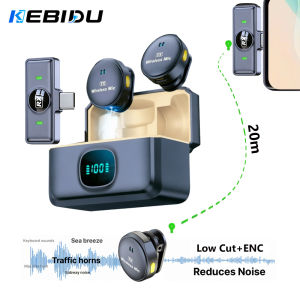 KEBIDU | KEBIDU Wireless Lavalier Microphone Double Noise Reduction HiFi Sound 1 to 2 Mini Magnetic Mic For Video Recorde Live Streaming