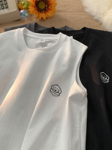 Summer Casual Loose Cotton Sleeveless T-shirt for Big Children