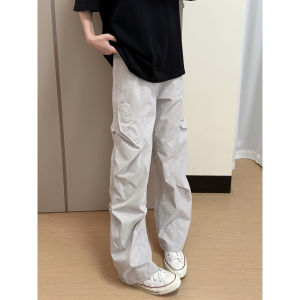 Light Grey Casual Mens Pants Autumn Outdoor Waterproof Straight Leg Trousers Folded Design Three-Proof Soldier Assault Pants