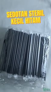 Sedotan Steril Bungkus Plastik Hitam Kecil 6mm 20 cm isi 300 Pcs Runcing Higenis