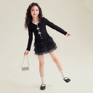 Princess Style Girls Half Skirt Mesh Short Skirt Childrens Autumn Wear Polyester Fiber 5-14 Years Old Girls Fashionable Skirt