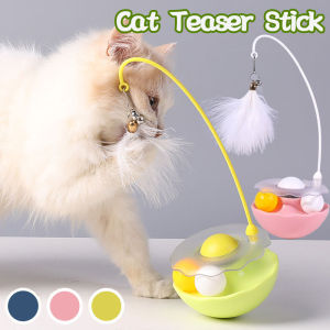 Cat Interactive Toy Funny Tumbler Toy Kitten Exercise Catching Leaky Food Ball Teaser Feather Wand Toys Cat Teaser Stick