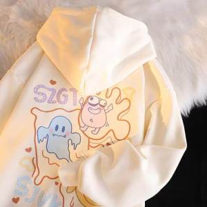 Girls Hoodie Sweatshirt Lazy Style Clothes Middle Large Children Apricot Spring Autumn New Fashion Hat Shirt Trendy Kids Wear