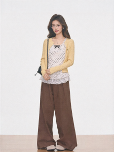 WESTAYONE | Casual Womens Knit Cardigan Dots Vest Dress Wide Leg Pants Spring Summer