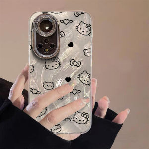 เคสโทรศัพท์ซิลิโคนน่ารักแบบมีโซ่สำหรับ Honor 50 pro ป้องกันการตกหล่น ดีไซน์การ์ตูนสีดำหวานๆ ดีไซน์เรียบง่าย ดีไซน์สุดเก๋