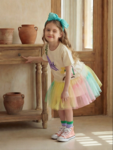 PPTOWN | Spring Summer New T-Shirt Skirt Princess Dress for Girls