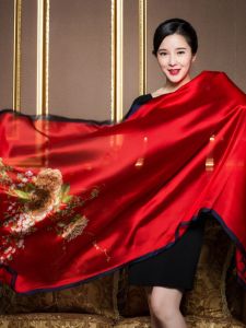 ผ้าคลุมไหล่ผ้าพันคอผ้าไหมสําหรับผู้หญิงแฟชั่นพืชอเนกประสงค์ลายใบไม้รูปสี่เหลี่ยมผืนผ้าเหมาะสําหรับฤดูใบไม้ผลิฤดูใบไม้ร่วงฤดูหนาว