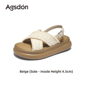 Agsdon | Platform Thick Sole Sandals Elevating Braided Summer Slipper