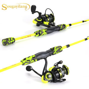 Sougayilang Spinning Fishing Combo 1.7m Carbon Fiber Rod and 1000-3000 Size Spinning Reel Set with 100m Fishing Line Accessories