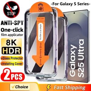 2Pcs Dust Free Installation Privacy Screen Protector for Samsung Galaxy S25 S24 S21 S22 S23 Ultra Plus Anti-spy Glass