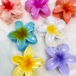 8cm Jepit Rambut Wanita Motif Bunga Kamboja Akrilik