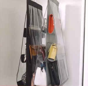 6 Pockets Bag Storage Hanging Hook Up Storage Cover PVC Transparent Bag Dustproof Bag Storage Organizer