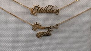 KL019 Kalung Liontin Nama Font Candlescript dengan berbagai varian menarik Lapis Emas 24k