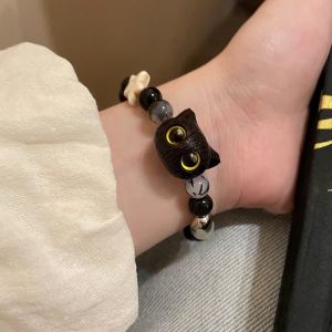 【♡Lovely girls house♡】2024 Summer Chinese Style Black Cat Couple Bracelet Girls Fashion Cat Star Couple Bracelet