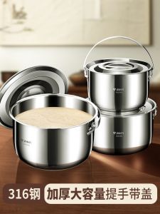 Food Grade 316 Stainless Steel Pig Fat Jar with Lid Kitchen Storage Container High Temperature Resistant Seasoning Pot for Home Use