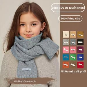 BILLI ZILLY | Khăn Quàng Cổ Bảo Vệ Cổ Ấm Áp Cho Bé Gái Len Cừu Úc Mùa Thu Đông Màu Đơn