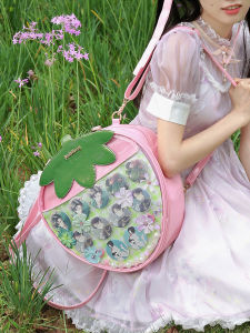 Original [Berry You Are Not Stylish] Strawberry Bar Cartoon Backpack Lolita Sweet Womens Bag Itabag Can Be Placed on Both Shoulders A4 Book