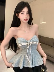 GUZILIAN | Slim Fit Camisole Tank Top Womens Summer New Style Hanging Neck Strap Vest With Chest Pad Short Length Lace Trim Beautiful Back Top