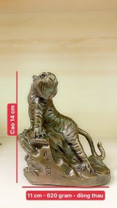 Cọp đồng phong thuỷ cao 14 cm