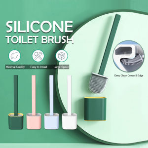 Bathroom Wall-Mounted Silicone Toilet Brush With Holder Nordic Style Bathroom Washing Toilet Cleaning Tools Wall-hung Silicone Soft Hair Drain Toilet Brush CNY Gift Present
