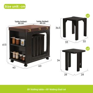 DIPU | Vintage Style Foldable Mobile Side Table for Living Room