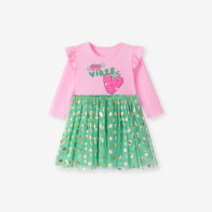 Little Maven Cross-Border Cartoon Cotton Skirt for Girls Autumn Season Soft Treatment Fabric Long Sleeve Dress Pure Cotton