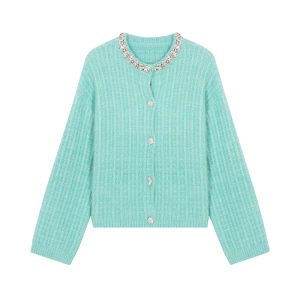 เสื้อสเวตเตอร์ถักขนแกะสไตล์ฝรั่งเศส สำหรับผู้หญิง ฤดูใบไม้ร่วง/ฤดูหนาว เสื้อคลุมคาร์ดิแกน ทรงหลวม ปกติ คอวี กระดุม แขนยาว เสื้อผ้าทำงาน