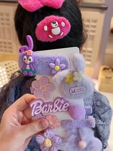 10Pcs/Set Cute Plush Hair Clip for Kids Bangs Hairpin Flower Bow Baby Girl Barrettes Hair Accessorie