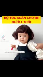 [ SIZE NHỎ 0 - 12 THÁNG ] Bộ Tóc Giả Bé Gái Ngắn Xoăn Dễ Thương Cho Mẹ Và Bé Sống Ảo Cưng Xỉu
