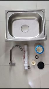BAK CUCI PIRING STAINLESS STEEL 1 LUBANG ANTI KARAT 50 cm x 40 cm