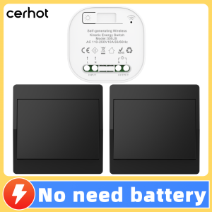 Cerhot Smart Home Black Self Powered Wireless Switch For Lights Kinetic Switch Kit Remote Light Switches Wireless Push Button