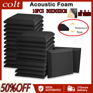 (COD+3 Days Delivery)10PCS  self-adhesive sound absorbing cotton 30*30*5cm 12/6PCS Acoustic Sound Proofing Foam Wall 12*12*2inch Big Size High Density Insulation Panel for Theater/Studio Recording/Home Bedroom/KTV  Soundproof panel  Soundproof foam wall