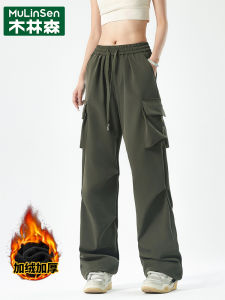 Thickened Fleece Lined Waterproof Windproof Hiking Trousers Womens Utility Pants Sports Cargo Trousers Paratrooper Workwear