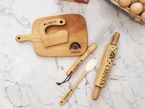 Myhbuns Rainbow Personalized Wooden Kids Baking Toy Set