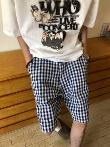 Quần Short Kẻ Caro Đen Phong Cách Mỹ Cổ Điển Cho Nam Mùa Hè Mỏng Quần Dài Năm Điểm Quần Dài Vừa Phải Quần Dài Thường Ngày