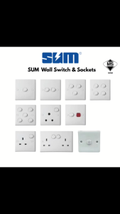 SUM [SIRIM APPROVED] PC Series Wall Switch & Sockets 13A 1/2/3/4 Gang Light Switch Universal Plug Socket