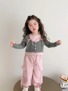 PRINCESS KESLI เสื้อแขนยาวเด็ก เสื้อยืดสไตล์เกาหลีรุ่นใหม่ ลำลองสบายๆ คอลเลกชั่นฤดูใบไม้ผลิ 1-14 ปี