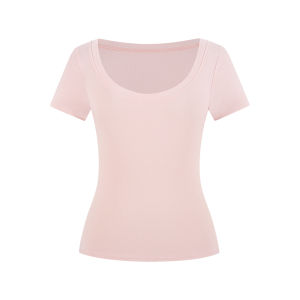 Cotton U-Neck Straight Short Sleeve T-Shirt Crop Top