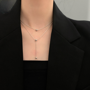 Double Layer Bean Bean Tassel Necklace Womens Fashion Jewelry Simple Elegance Alloy Chain Fresh out Freshwater Pearl Pendant