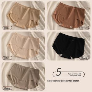 JIAZINI | Seamless Pure Cotton Ice Silk Womens Underwear Triangle Shorts Mid Waist Sports Briefs Comfortable Breathable Summer Panties